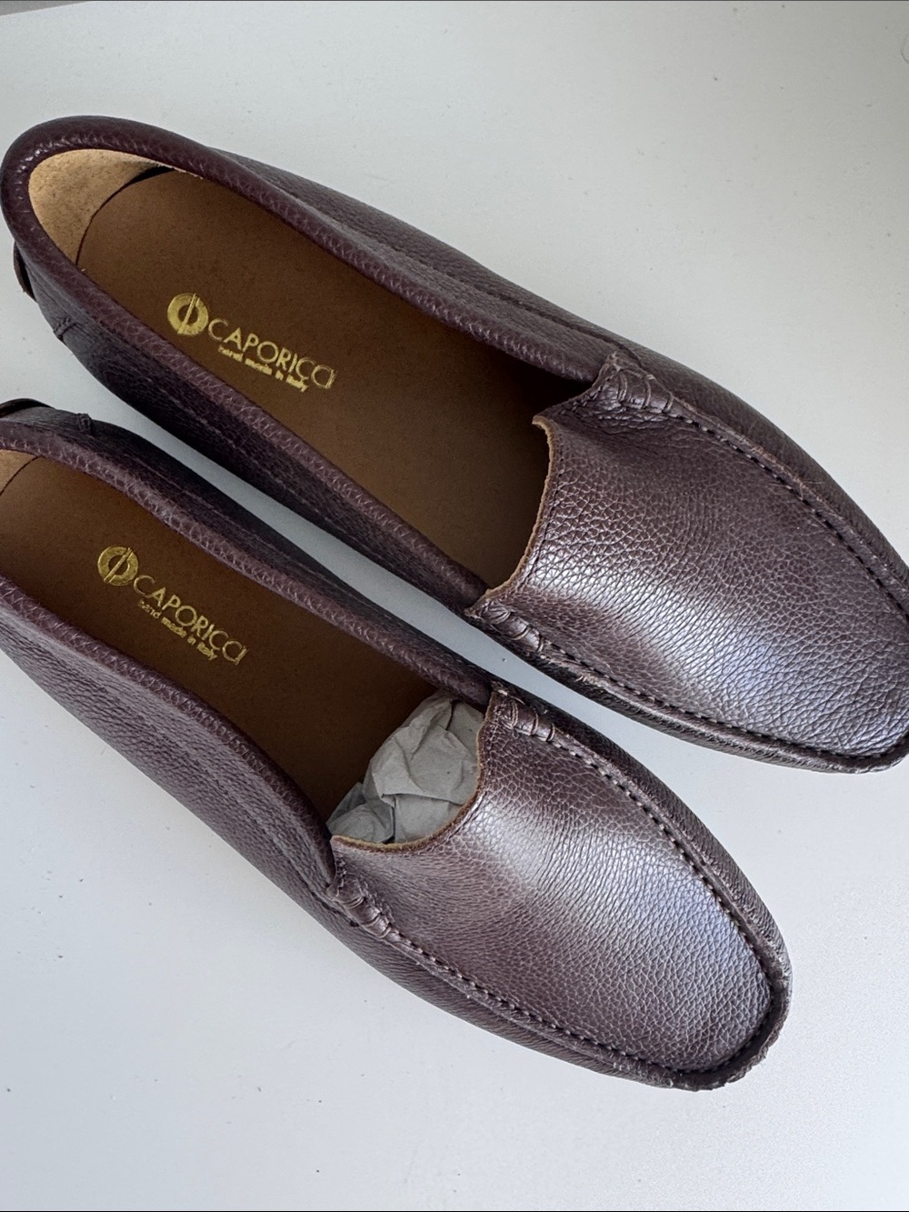 Caporicci Men’s Brown Leather Slip-On Loafers